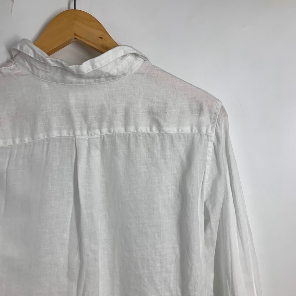 Uniqlo Premium Linen Shirt Womens XS White Long Sleeve Button Down Blouse - Picture 7 of 14